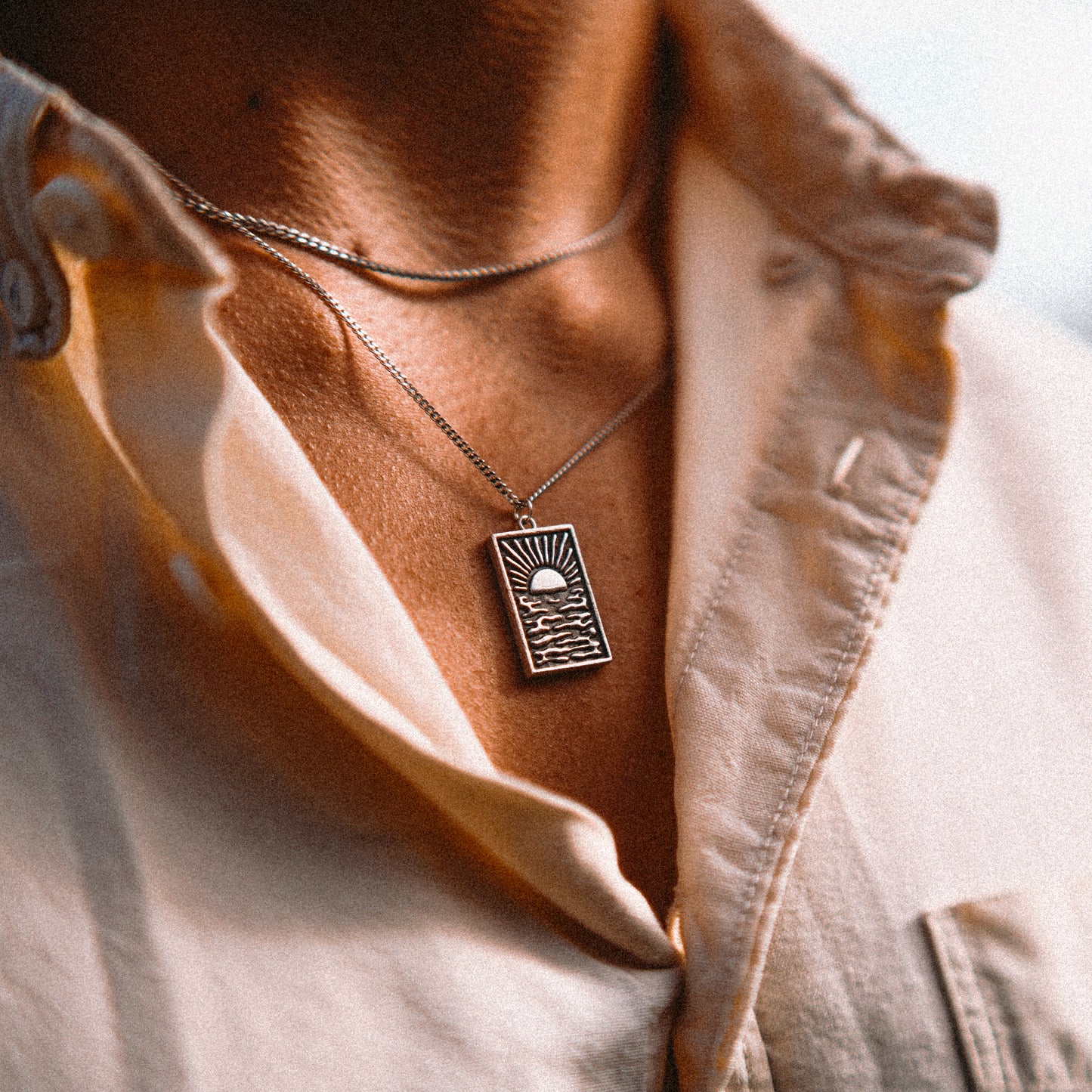 Solaque Echoes of Dusk handmade sterling silver pendant jewellery wearing around neck