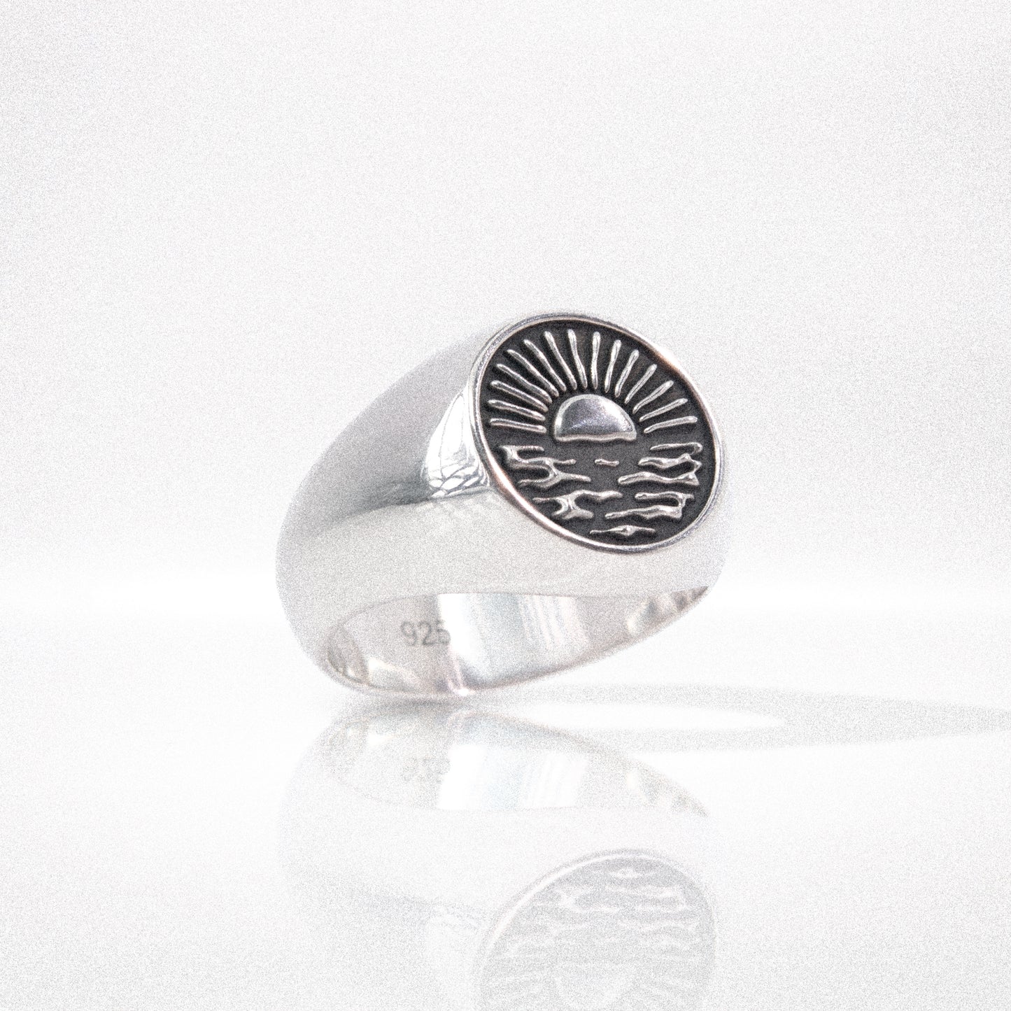 Solaque Echoes of Dusk handmade sterling silver ring jewellery on white background