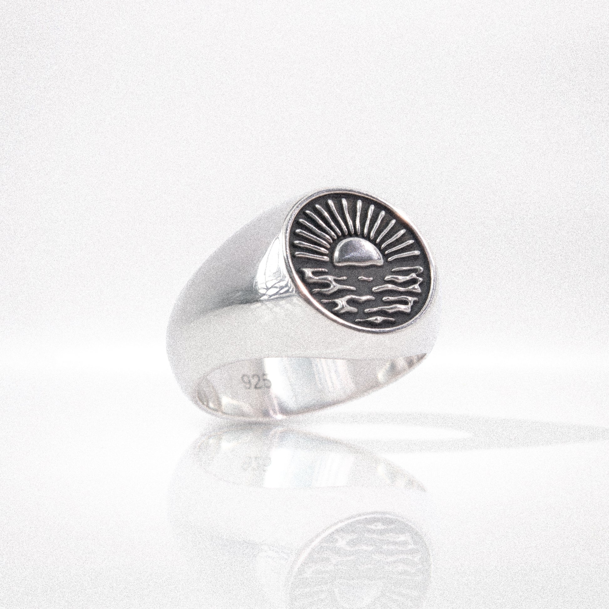 Solaque Echoes of Dusk handmade sterling silver ring jewellery on white background