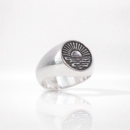 Solaque Echoes of Dusk handmade sterling silver ring jewellery on white background
