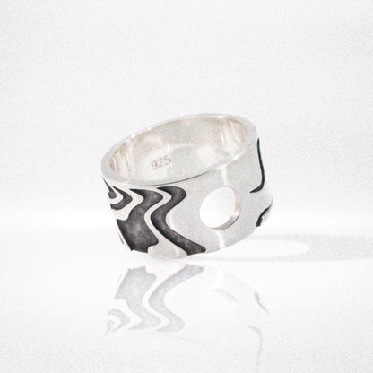 Solaque Tidal Motion handmade sterling silver ring jewellery on white background